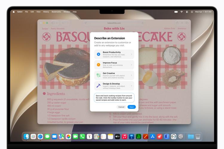 Safari's new describe an extension tool