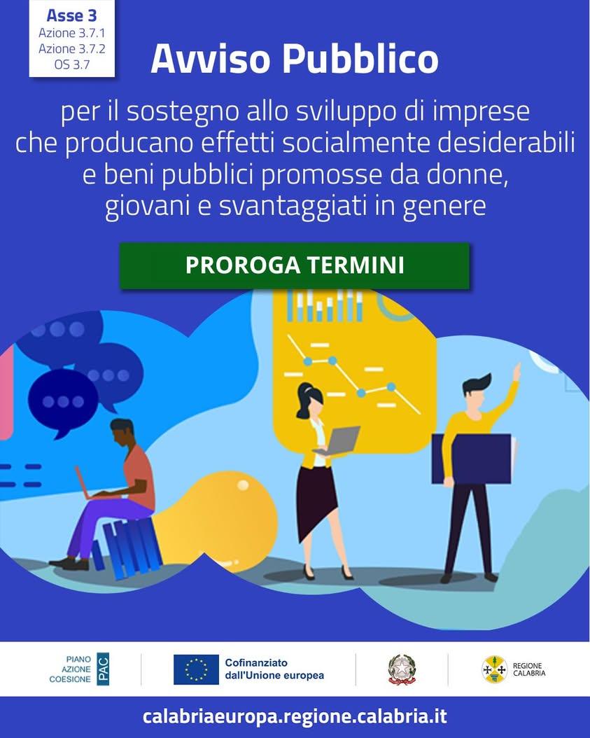 📢 Prorogati i termini per partecipare all'Avviso pubblico a sostegno dello sviluppo di imprese a impatto sociale nell'A...