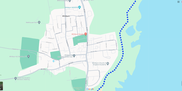 Part 3 of the 18km Seaside Newcastle Run passed Whitburn on Sea Lane