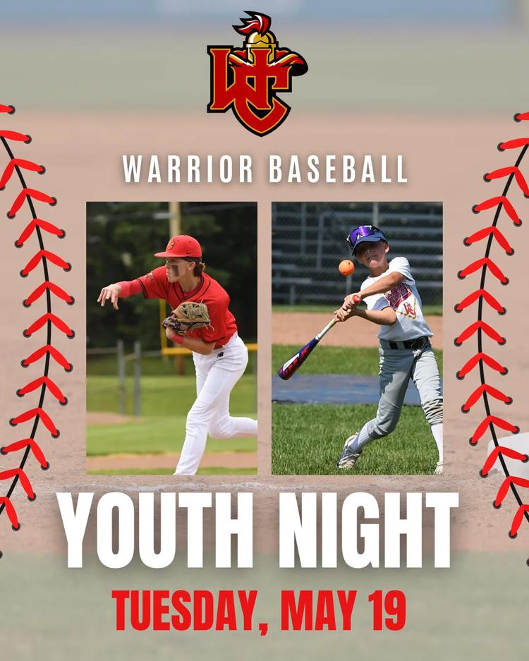 Warrior Baseball Youth Night on May 19