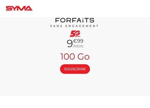 🔖 Syma Mobile, forfait 5G illimité/100Go à 10€/mois