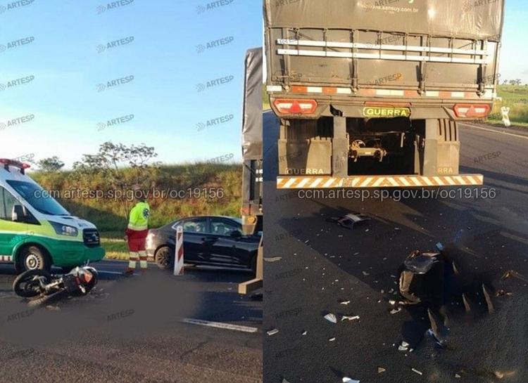 Mulher morre após bater moto na traseira de carreta na Rodovia Washington Luís em Cedral