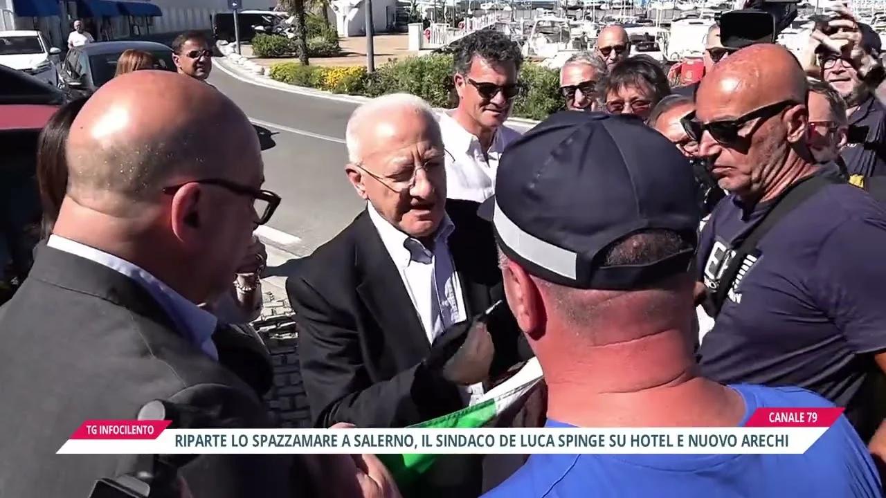 Riparte lo spazzamare a Salerno, il Sindaco De Luca spinge su hotel e nuovo Arechi