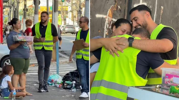 Ambulante que vendia bala nas ruas recebe carrinho de doces após orar: “Deus me viu”