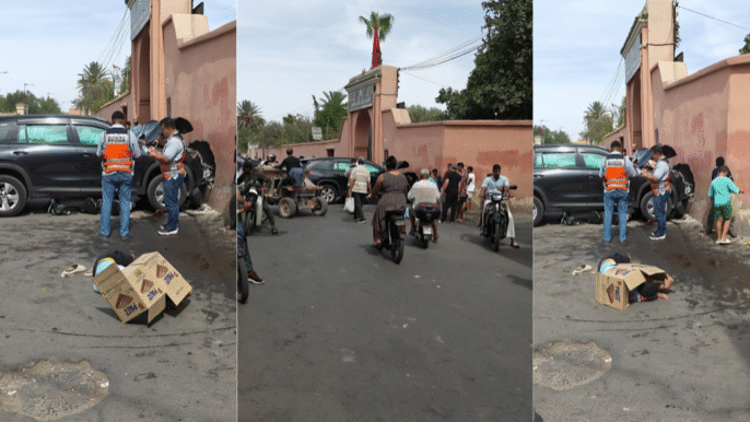 سيارة مجنونة تصطدم بسور إعدادية عبد المومن بمراكش