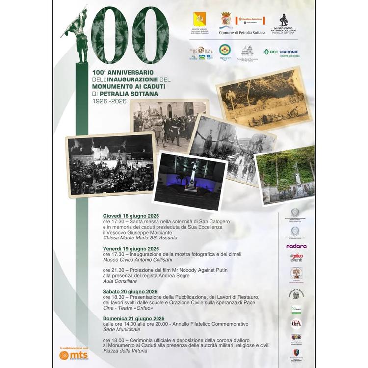 🇮🇹 100 ANNI DEL MONUMENTO AI CADUTI DI PETRALIA SOTTANA 🇮🇹 1926 – 2026 Un secolo di memoria, identità e riconoscenza...
