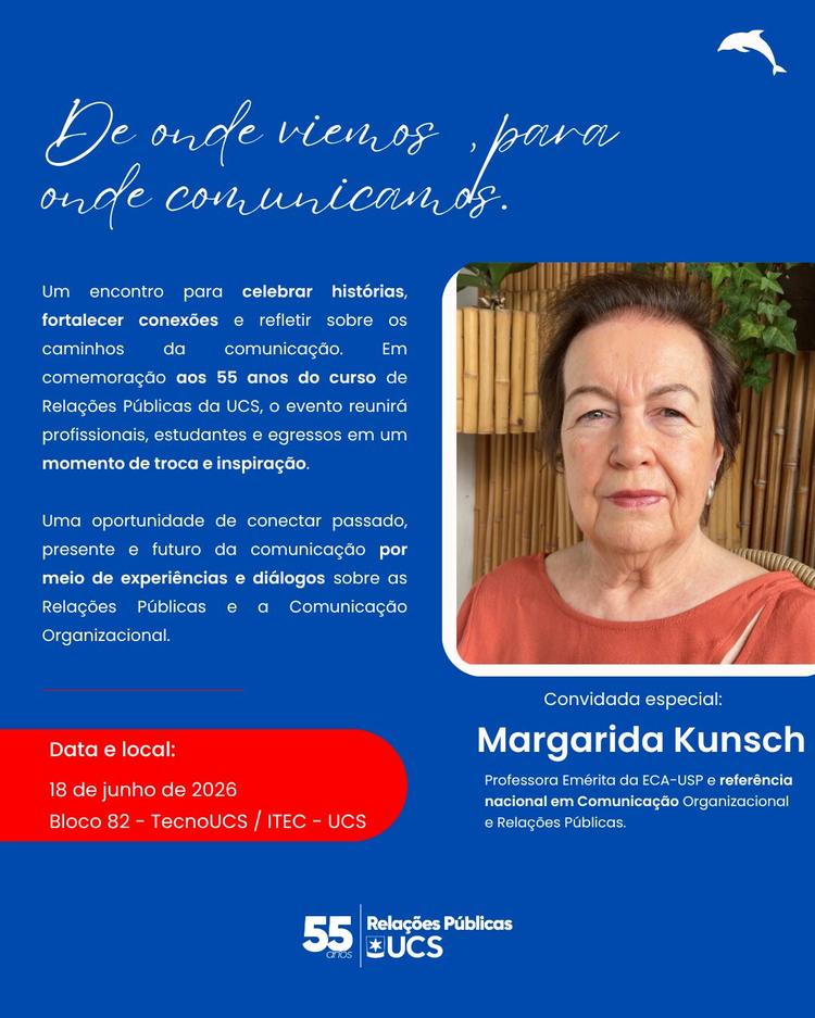 UNIVERSIDADE DE CAXIAS DO SUL ( UCS) REALIZA EVENTO ESPECIAL EM COMEMORAÇÃO AOS 55 ANOS DO CURSO DE RELAÇÕES PÚBLICAS