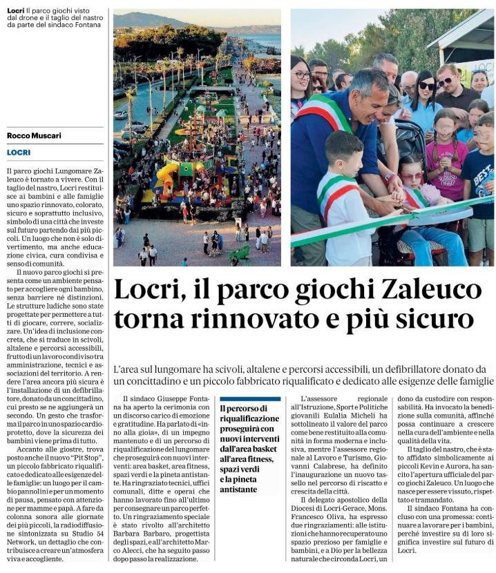 Su Gazzetta del Sud del 16 giugno, a firma di Rocco Muscari