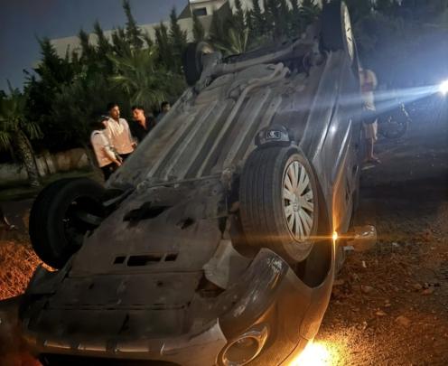 انقلاب سيارة بالطريق الإقليمية 2009 يستنفر درك تسلطانت ويصيب السائق