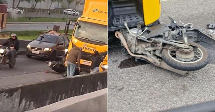 Jovem de 20 anos colide com caminhão dos Correios na BR-101 entre Itajaí e Navegantes