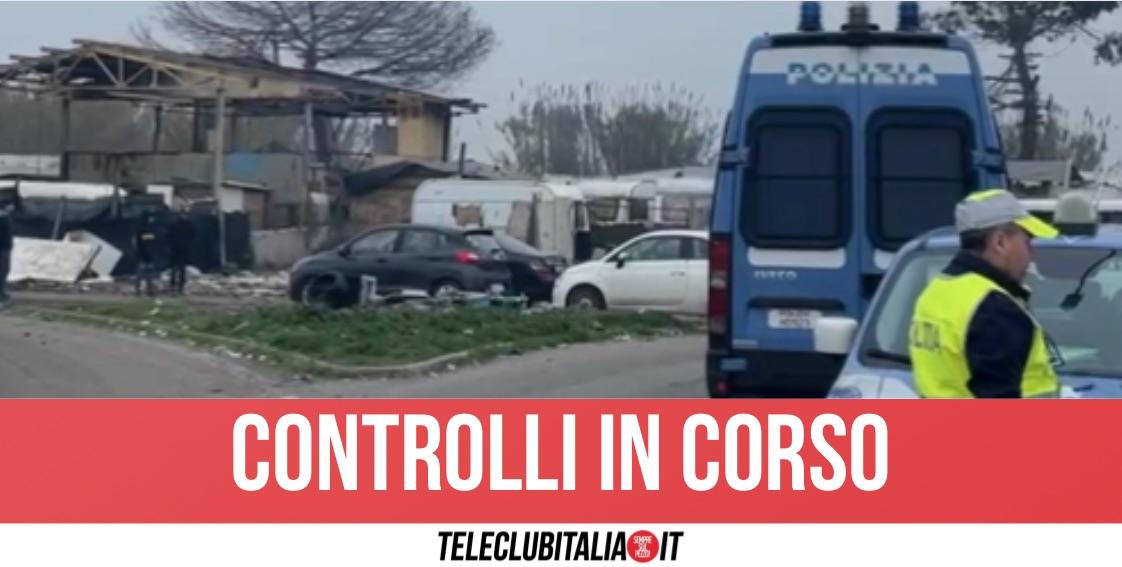 Giugliano, blitz al campo rom di via Carrafiello: sequestrate auto e rimossi cumuli di rifiuti