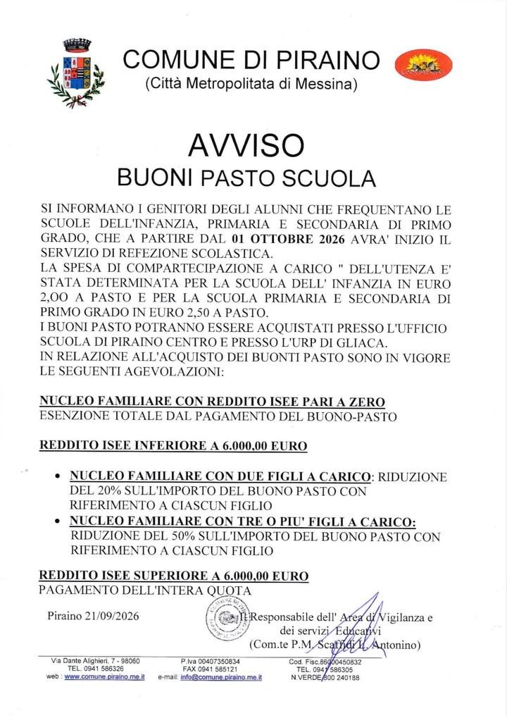 ⚠️Refezione scolastica e istanze per l’anno scolastico 2026/2027❗️