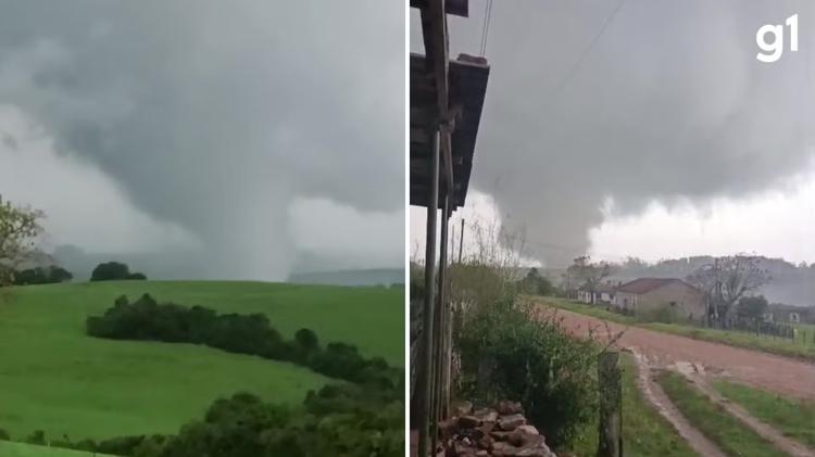 'Muito assustador', relata produtor rural que filmou tornado no RS; fenômeno aconteceu pela segunda semana seguida no estado