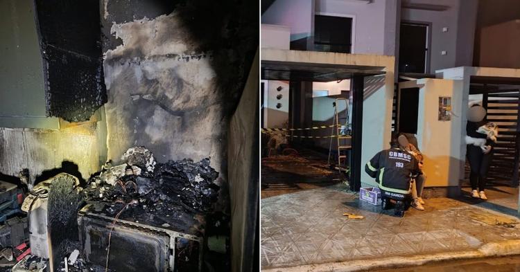 Incêndio em casa deixa três animais mortos e cinco cães são resgatados em Tijucas