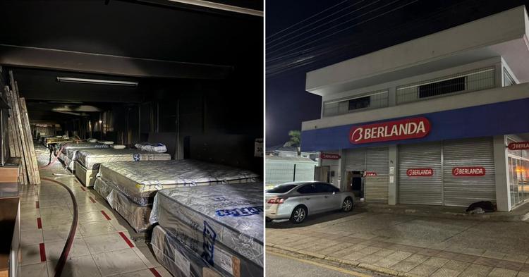 Loja Berlanda em Tijucas é atingida por incêndio e mobiliza bombeiros de duas cidades&nbsp;