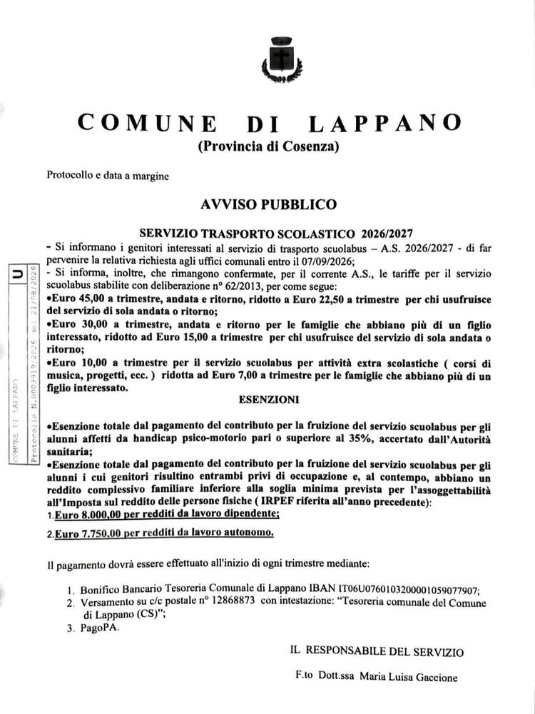 Comune di Lappano Posted