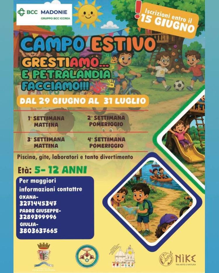 ☀️🎉 Pronti per un’estate piena di sorrisi, avventure e divertimento? Arriva il nostro **Campo Estivo “Grestiamo… e Petr...