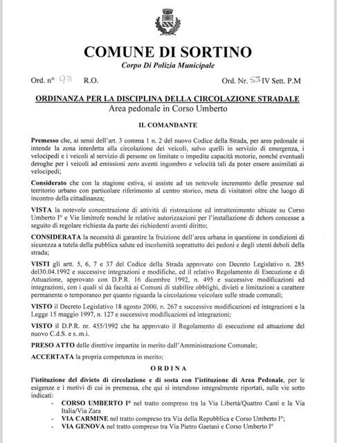 🚶 AREA PEDONALE – CENTRO STORICO Si informa la cittadinanza che dal 15 agosto al 31 ottobre 2026 sarà in vigore l’Area...