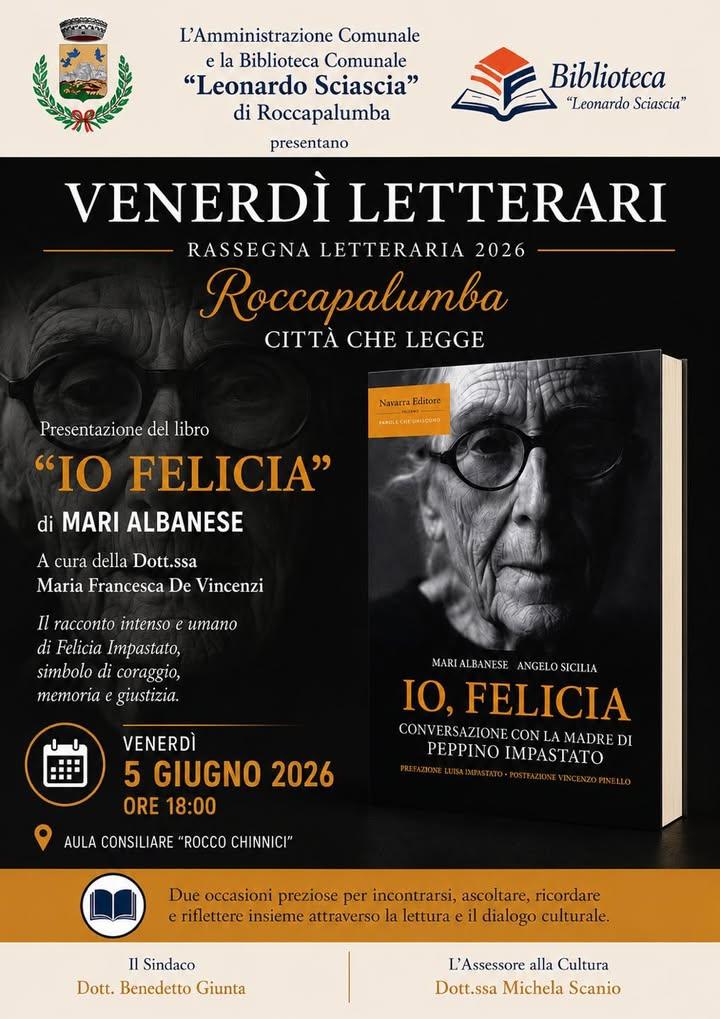 Oggi, alle ore 18:00, nell’Aula Consiliare “Rocco Chinnici”, avremo il piacere di ospitare l’autrice Mari Albanese per l...