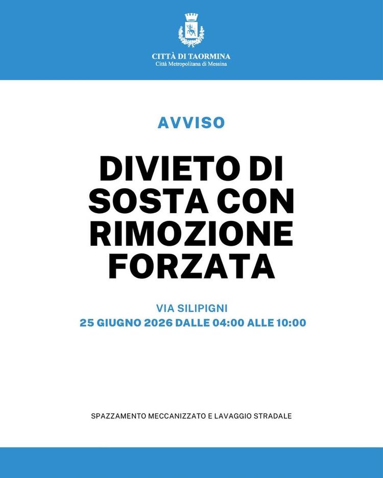 🚧 VIA SILIPIGNI: SPAZZAMENTO MECCANIZZATO E LAVAGGIO STRADALE Giovedì 25 giugno 2026, dalle ore 04:00 alle ore 10:00, s...
