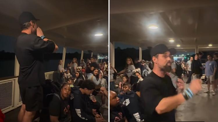 Evangelista prega em balsa da Disney e jovens aceitam Jesus