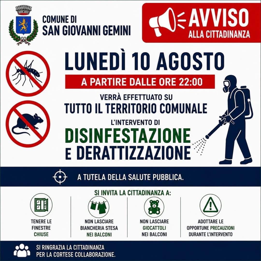 📣 𝐀𝐕𝐕𝐈𝐒𝐎 𝐀𝐋𝐋𝐀 𝐂𝐈𝐓𝐓𝐀𝐃𝐈𝐍𝐀𝐍𝐙𝐀 Informiamo i cittadini che 𝐥𝐮𝐧𝐞𝐝𝐢̀ 𝟏𝟎 𝐚𝐠𝐨𝐬𝐭𝐨, a partire...