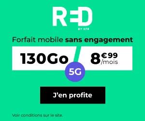 🔖 Red by SFR, forfait 5G illimité/130Go à 9€/mois