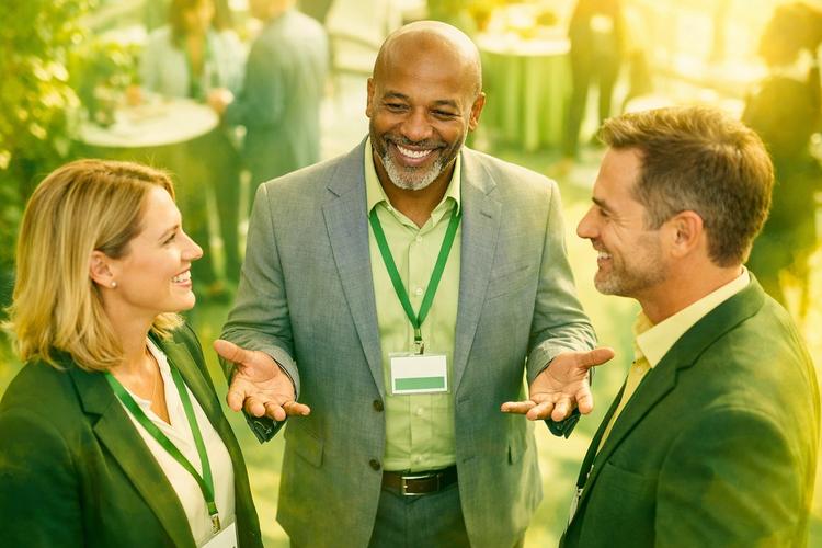 Professionals introducing each other and building strategic connections at a North Charleston business event.