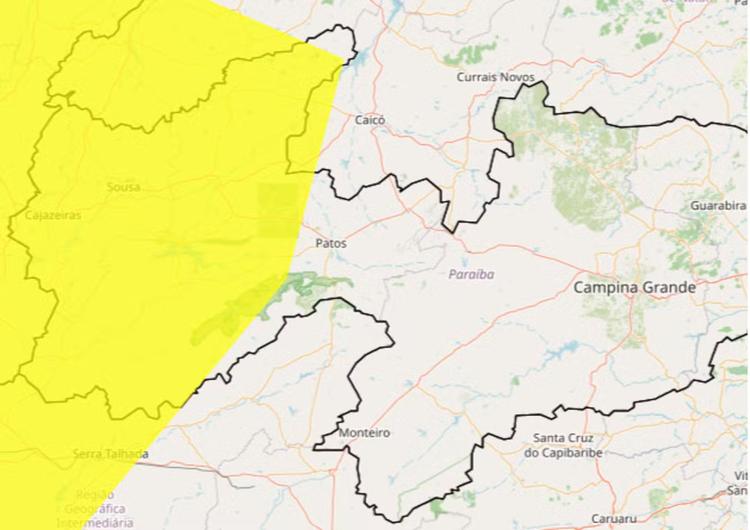 Inmet renova alerta amarelo de baixa umidade do ar para mais de 70 cidades do Sertão da PB