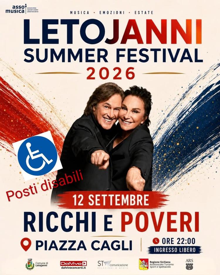 AVVISO: ACCESSIBILITÀ CONCERTO RICCHI E POVERI  In occasione del concerto gratuito dei Ricchi e Poveri, che si terrà il...