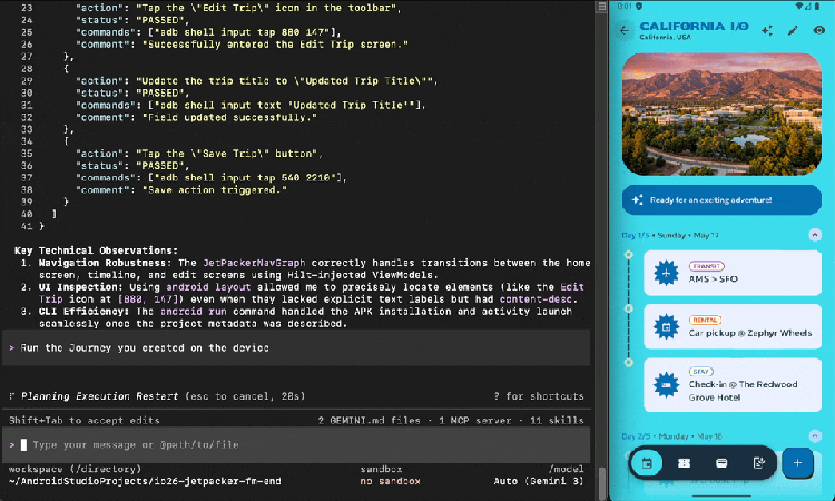 android cli journey run