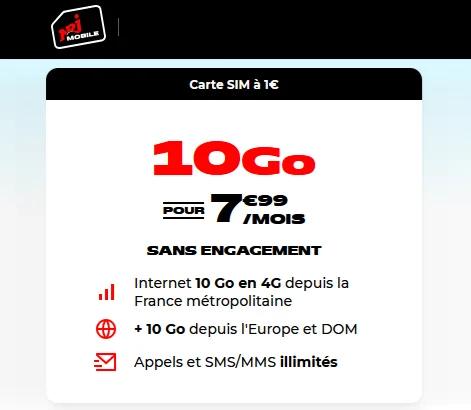 🔖 NRJ Mobile, forfait illimité/10Go à 8€/mois
