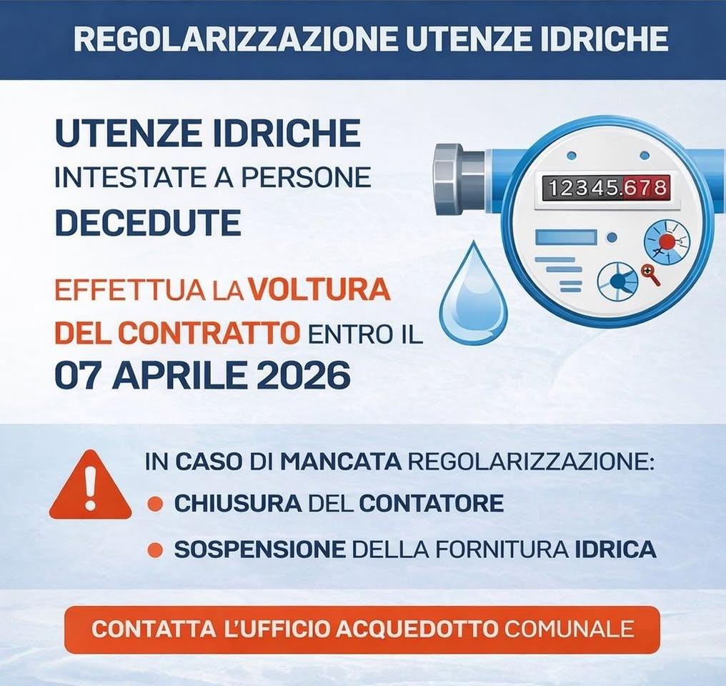 💧 AVVISO IMPORTANTE – UTENZE IDRICHE 💧 Il Comune di Santa Teresa di Riva invita tutti i cittadini che utilizzano utenz...