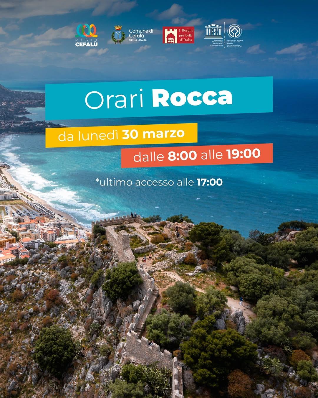 𝐍𝐔𝐎𝐕𝐈 𝐎𝐑𝐀𝐑𝐈 𝐑𝐨𝐜𝐜𝐚 𝐝𝐢 𝐂𝐞𝐟𝐚𝐥𝐮̀ 📢 A partire da lunedì 30 marzo, la Rocca sarà aperta: 🕗 dalle ore ...