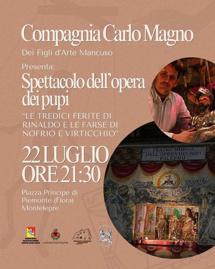🎭 L’Opera dei Pupi arriva a Montelepre! ⚔️ Una serata dedicata a una delle più grandi tradizioni della cultura sicilian...