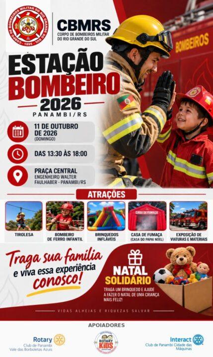 Programa Estação Bombeiro 2026 ocorre domingo dia 11 em Panambi