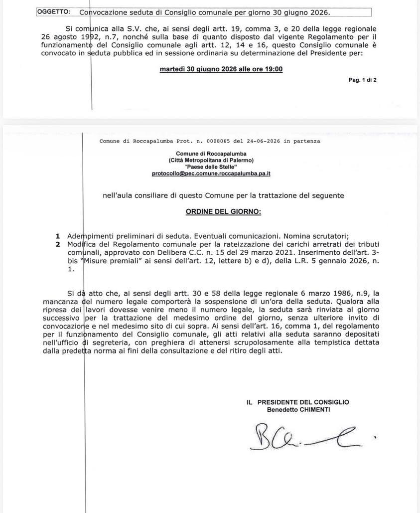 Convocazione consiglio comunale  https://roccapalumba.civicam.it/live26-Consiglio-comunale-d…