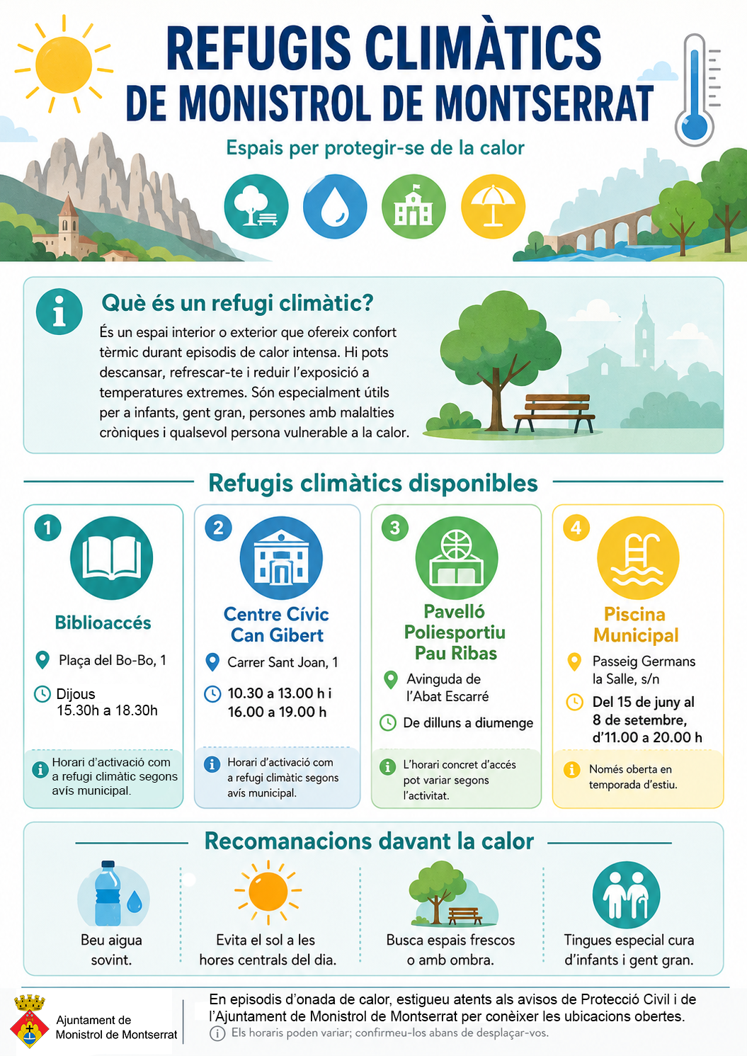 Informació dels refugis climatics habilitats aquest estiu.
