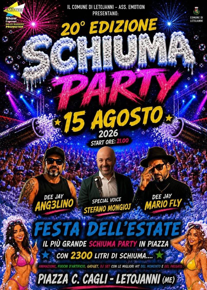 🕺🎉SCHIUMAPARTY DI FERRAGOSTO ✨️Il 15 Agosto da ventanni a Letojanni è Schiumaparty. Torna l'appuntamento più spumeggia...