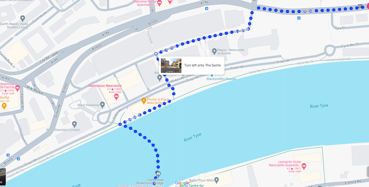 Part 10 of the Museums of Newcastle walk to St Ann's Street down The Swirle passed the Golden Globe Monument towards Quayside and Gateshead Millennium Bridge