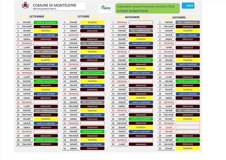 CALENDARIO DIFFERENZIATA Si informa la cittadinanza che è disponibile e consultabile il nuovo Calendario per la Raccolta...
