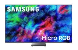 Samsung Micro RGB TV with colorful galaxy screensaver