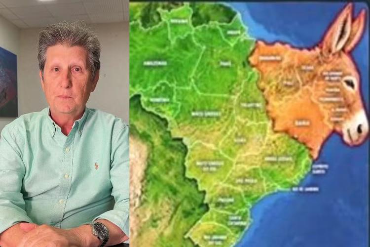 Prefeito de MS compartilha imagem com mapa do Nordeste em formato de burro após vitória de Lula