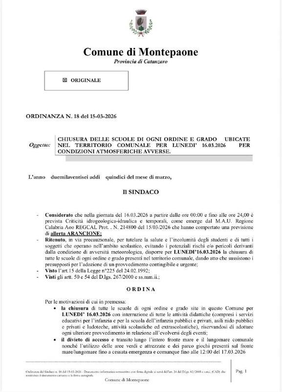Ordinanza chiusa scuole