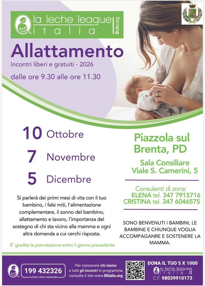 👶 Incontri gratuiti sull'allattamento e i primi mesi di vita a Piazzola sul Brenta!   Il nostro Comune, in collaborazio...