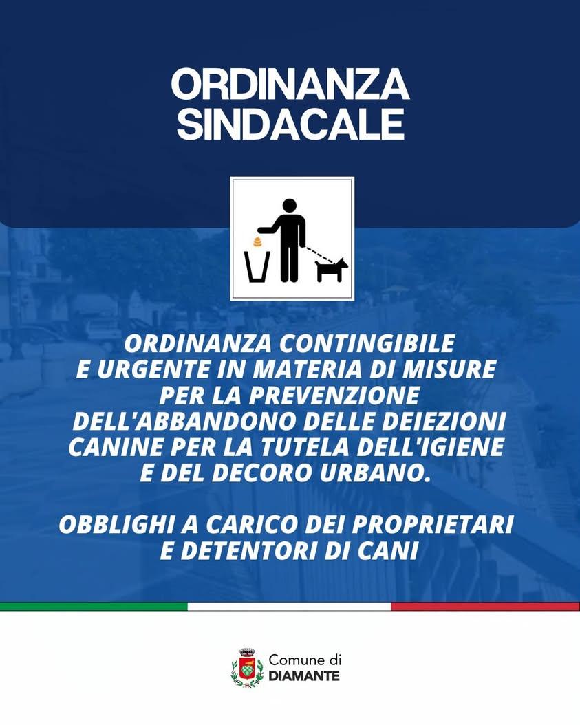 Il Comune di Diamante informa la cittadinanza dell’adozione dell’ordinanza contingibile e urgente in materia di misure p...