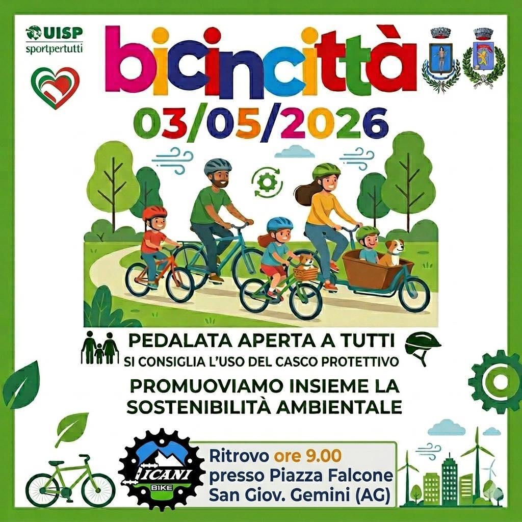 Il Comune di San Giovanni Gemini invita la cittadinanza a partecipare a Bicincittà, la pedalata aperta a tutti a cura di...