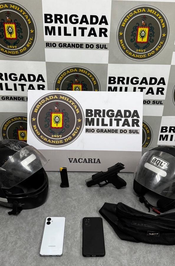 Brigada Militar realiza prisão após ocorrência de tentativa de homicídio e apreende arma de fogo em Vacaria