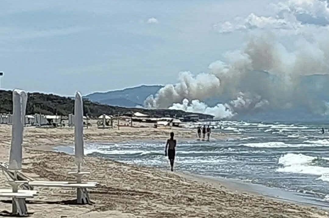 Vasto incendio nella pineta in zona militare tra Eboli e Capaccio: caschi rossi in azione