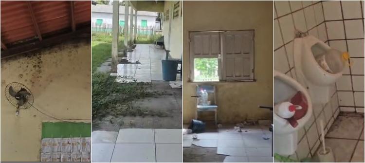 Escola com fezes de morcegos e estrutura precária deixa alunos sem aulas presenciais no Baixo Rio Branco: 'Abandonada'